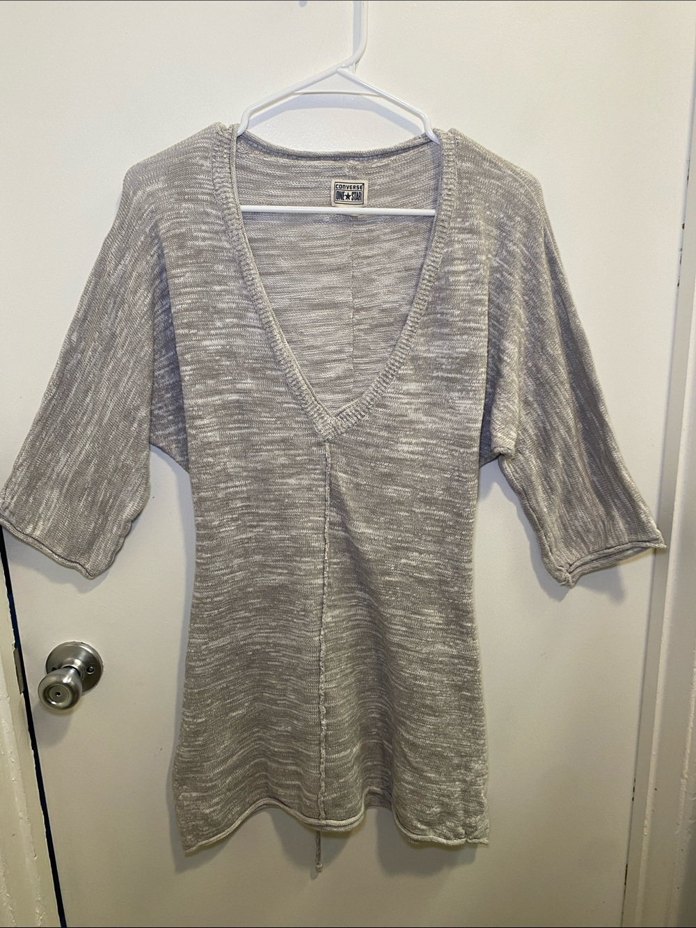 Converse Light Gray V-Neck Knit Tunic
